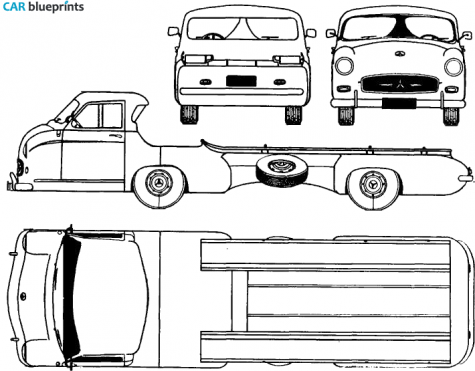 1955 Mercedes-Benz Race Car Transporter Truck blueprint