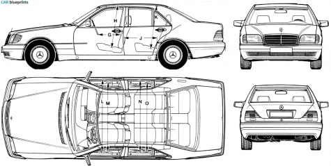 1994 Mercedes-Benz W140 Sedan blueprint