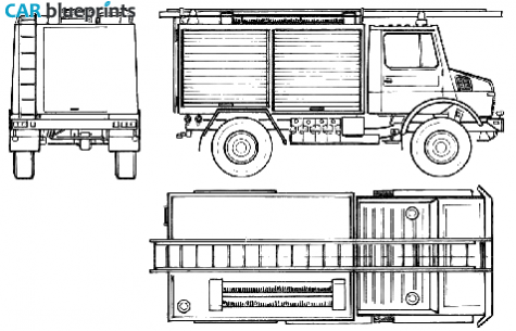 1980 Mercedes-Benz Unimog U1000 Fire Truck blueprint