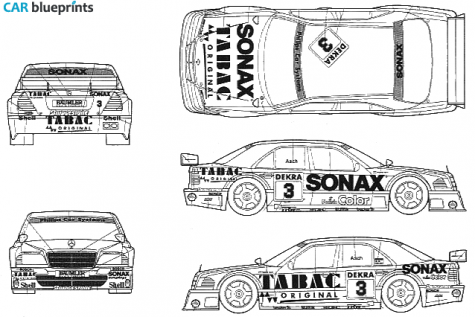 1994 Mercedes-Benz C-Class W202 DTM Sonax Tabac Sedan blueprint