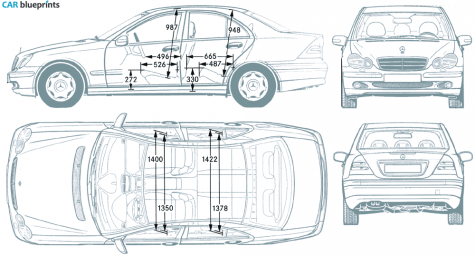 2001 Mercedes-Benz C-Class W203 Limousine blueprint