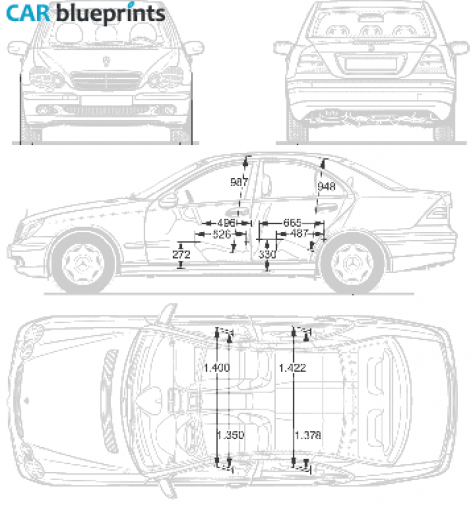 2001 Mercedes-Benz C-Class W203 Sedan blueprint