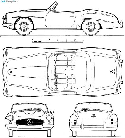 1964 Mercedes-Benz SL Convertible Cabriolet blueprint