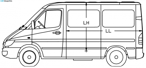 Mercedes-Benz Sprinter 3 CDi Minivan blueprint