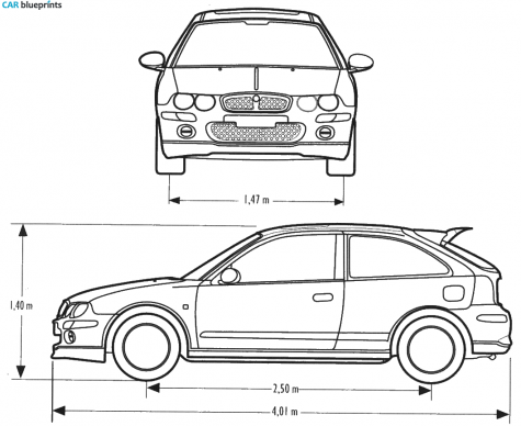 2001 MG ZR Hatchback blueprint