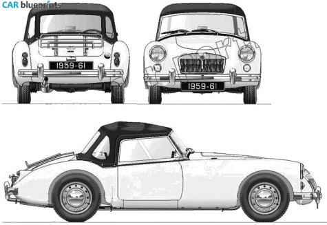 1959 MG MGA 1600 disc wheels Roadster blueprint