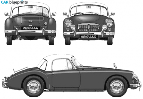 1962 MG MGA Mk II 1600 Coupe blueprint