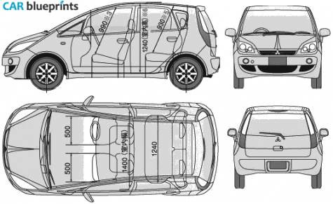 2005 Mitsubishi Colt 5 door Hatchback blueprint