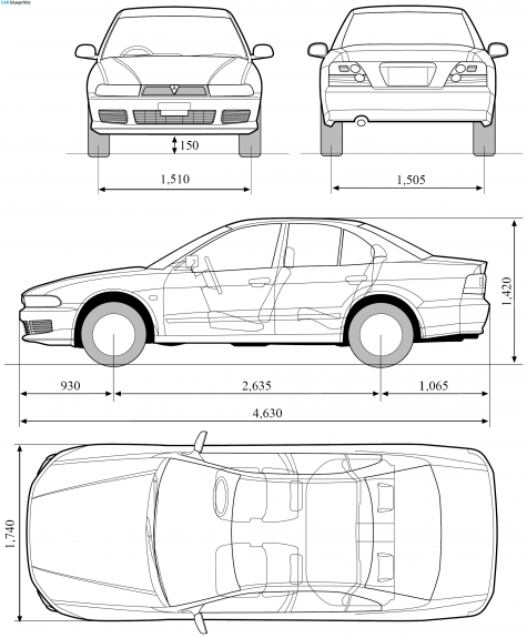 1996 Mitsubishi Gallant VIII Sedan blueprint