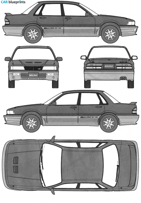 1989 Mitsubishi Galant VR4 Sedan blueprint