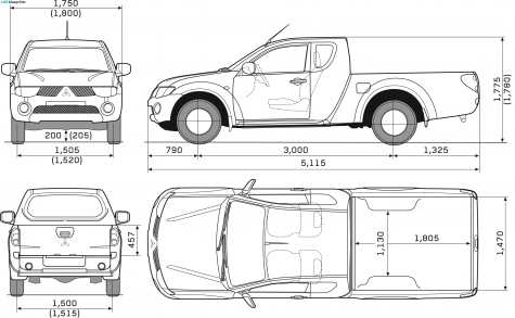 2008 Mitsubishi L200 Club Cab Pick-up blueprint