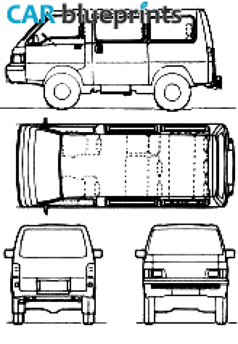 1993 Mitsubishi L300 4x4 Bus blueprint