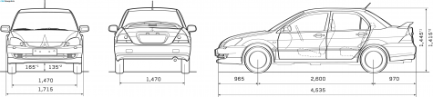 2007 Mitsubishi Lancer VIII Sedan blueprint