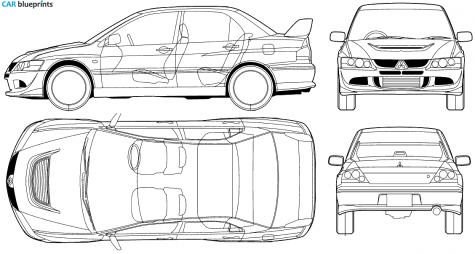 2003 Mitsubishi Lancer Evo VIII Sedan blueprint