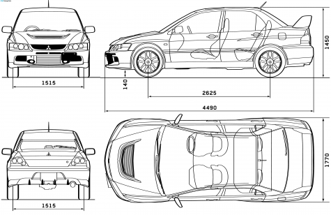 2005 Mitsubishi Lancer Evo IX Sedan blueprint