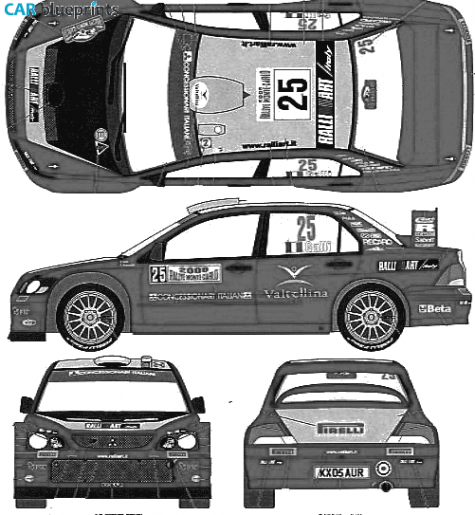 2005 Mitsubishi Lancer Evolution VIII WRC Sedan blueprint