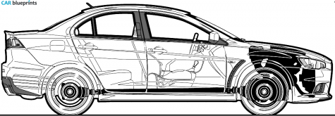 2010 Mitsubishi Lancer Evolution MR Touring Sedan blueprint