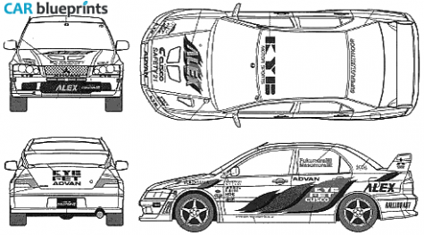 2003 Mitsubishi Lancer Evolution VII Sedan blueprint