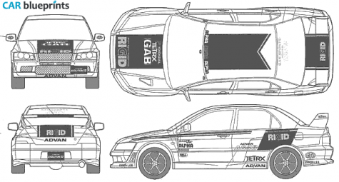 2003 Mitsubishi Lancer Evo VII Sedan blueprint