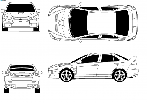 2007 Mitsubishi Lancer Evolution X Sedan blueprint