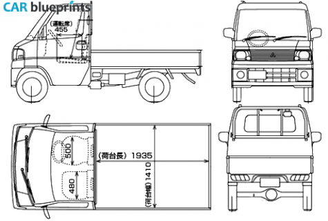 2005 Mitsubishi Minicab Truck blueprint