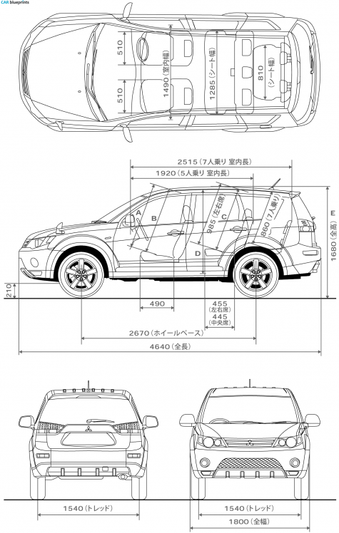 2006 Mitsubishi Outlander XL SUV blueprint