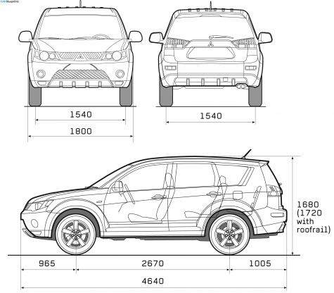 2008 Mitsubishi Outlander SUV blueprint