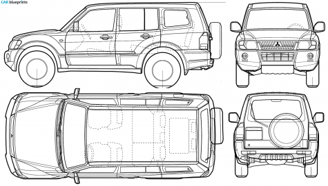 2005 Mitsubishi Pajero LWB SUV blueprint