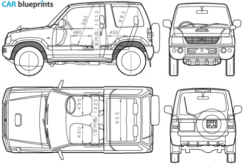 Mitsubishi Pajero Mini SUV blueprint