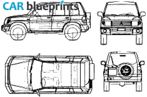 2005 Mitsubishi Pajero Pinin SUV blueprint