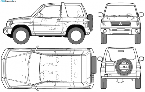 2005 Mitsubishi Pajero Pinin SUV blueprint