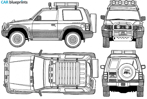 1998 Mitsubishi Pajero PSWB SUV blueprint