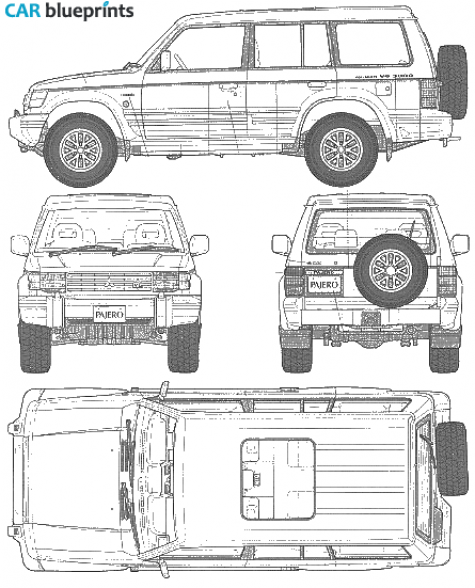 1999 Mitsubishi Pajero SUV blueprint