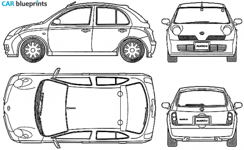 2003 Nissan March 5 door Hatchback blueprint