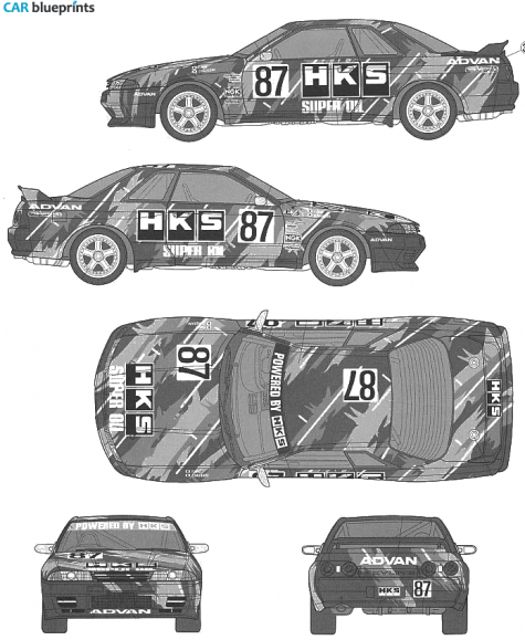 1993 Nissan Skyline R32 GT-R HKS Coupe blueprint