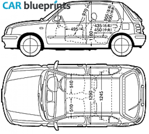 2001 Nissan Micra 5 door Hatchback blueprint