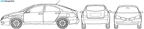 2005 Nissan Primera 5 door Sedan blueprint