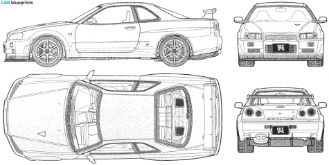 2002 Nissan Skyline GT-R R34 V-Spec II Coupe blueprint