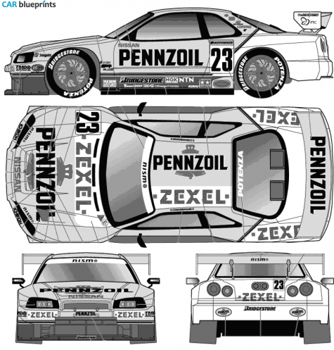 2001 Nissan Skyline GT R34 Coupe blueprint