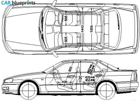 2001 Nissan Skyline R34 4-door Sedan blueprint