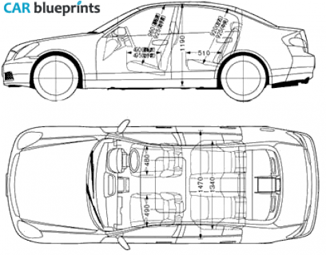 2005 Nissan Skyline GT R35 4 door Sedan blueprint