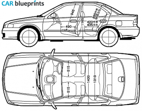 2003 Nissan Sunny 4 door Sedan blueprint