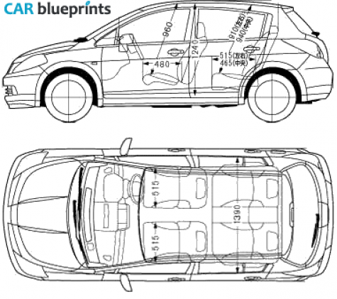 2005 Nissan Tiida Hatchback blueprint