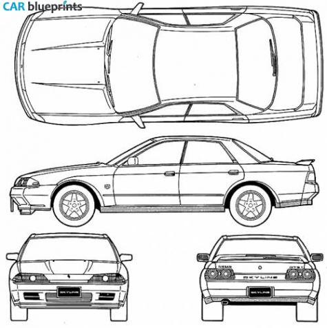 1989 Nissan Skyline GTS-T R32 Type M Sedan blueprint