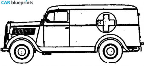 1941 Opel 1 Ton Ambulance Truck blueprint