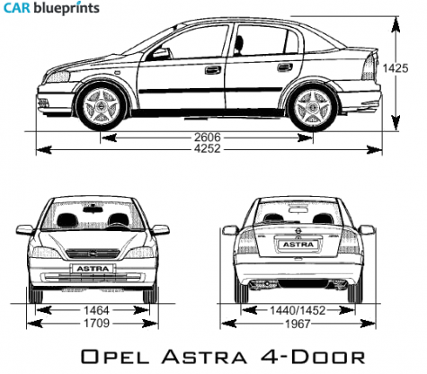 2003 Opel Astra 4 door Sedan blueprint