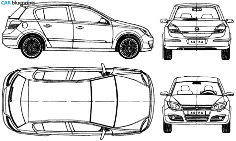 2004 Opel Astra 5 door Hatchback blueprint