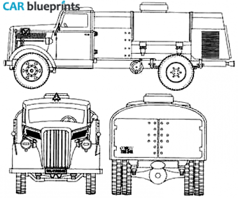 1930 Opel Blitz Fuel Tanker Truck blueprint