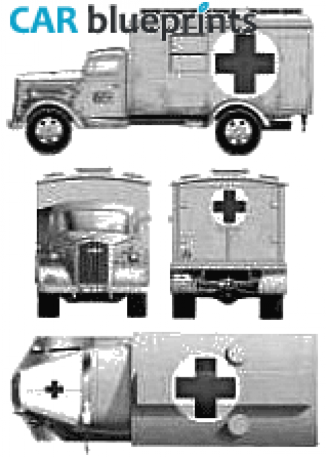 1939 Opel Blitz Kfz305 Ambulance Truck blueprint