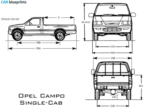 Opel Campo Pick-up blueprint